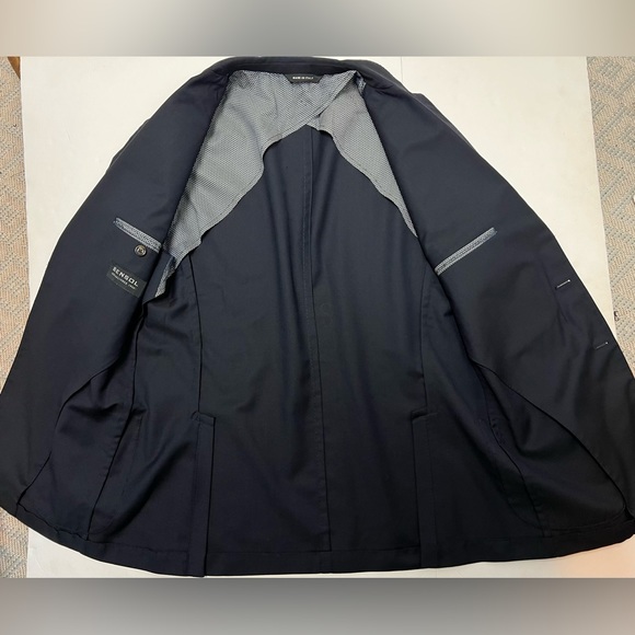 BENSOL Italy Black Wool Slim Fit Unstructured 2-Button 42 Blazer Jacket Saks - Picture 2 of 6